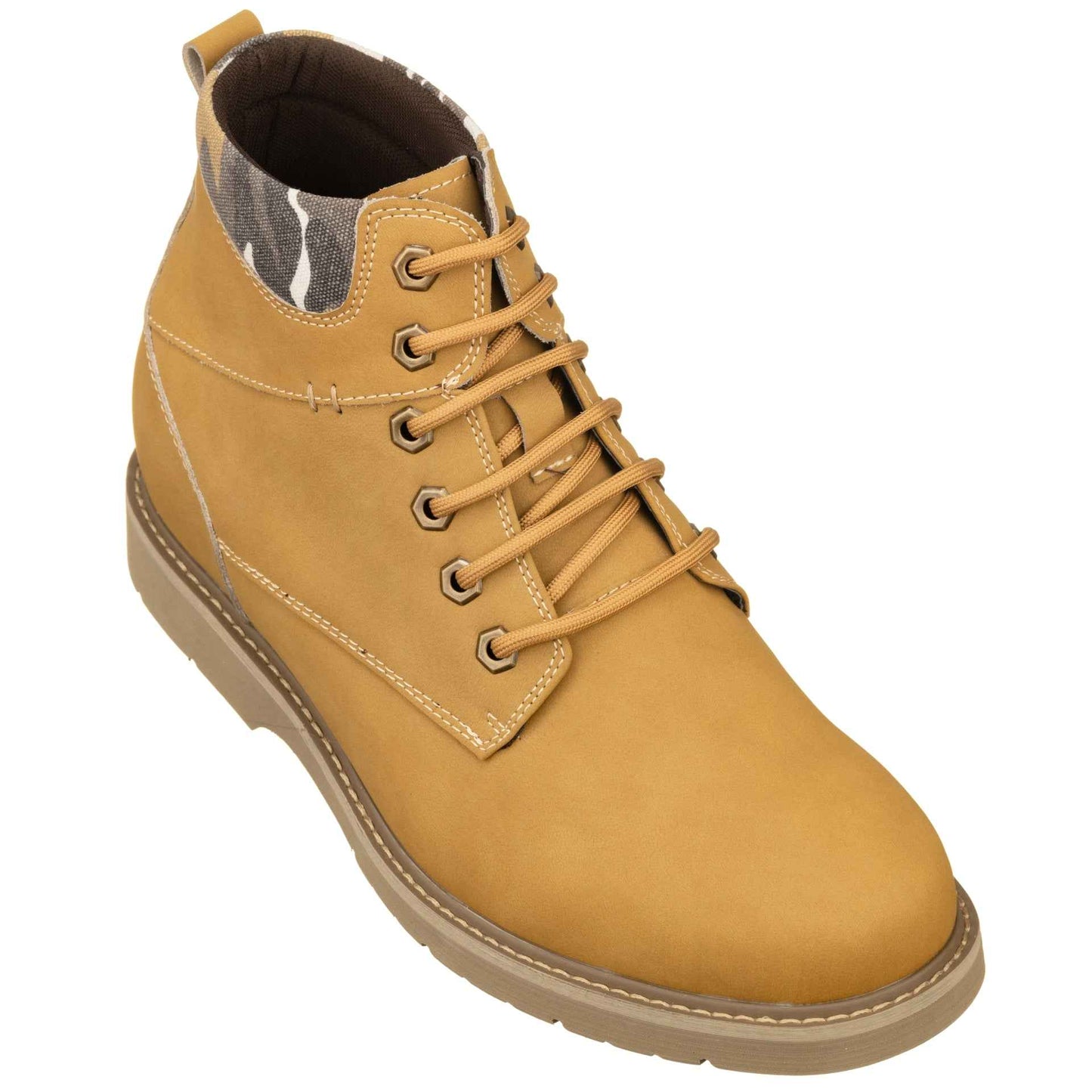 CALTO - YH7830 - 3.2 Inches (Khaki) - Nubuck Boots Tallmenshoes.com