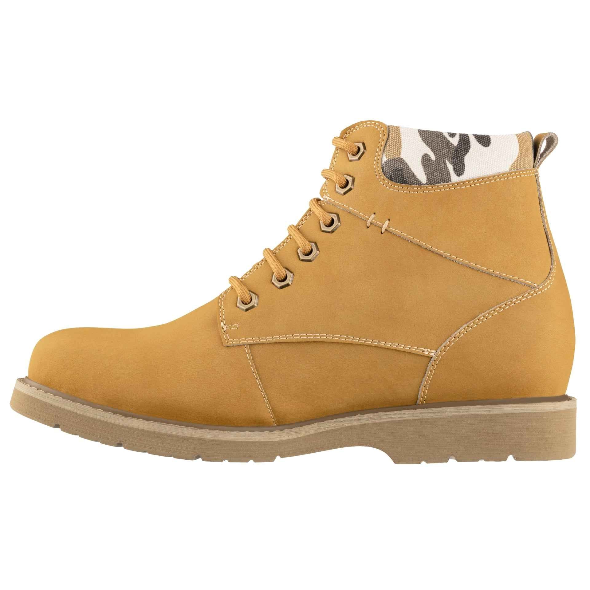 CALTO - YH7830 - 3.2 Inches (Khaki) - Nubuck Boots Tallmenshoes.com