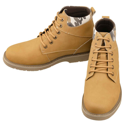 CALTO - YH7830 - 3.2 Inches (Khaki) - Nubuck Boots Tallmenshoes.com