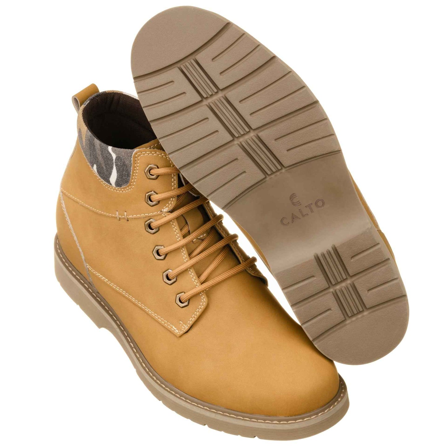 CALTO - YH7830 - 3.2 Inches (Khaki) - Nubuck Boots Tallmenshoes.com