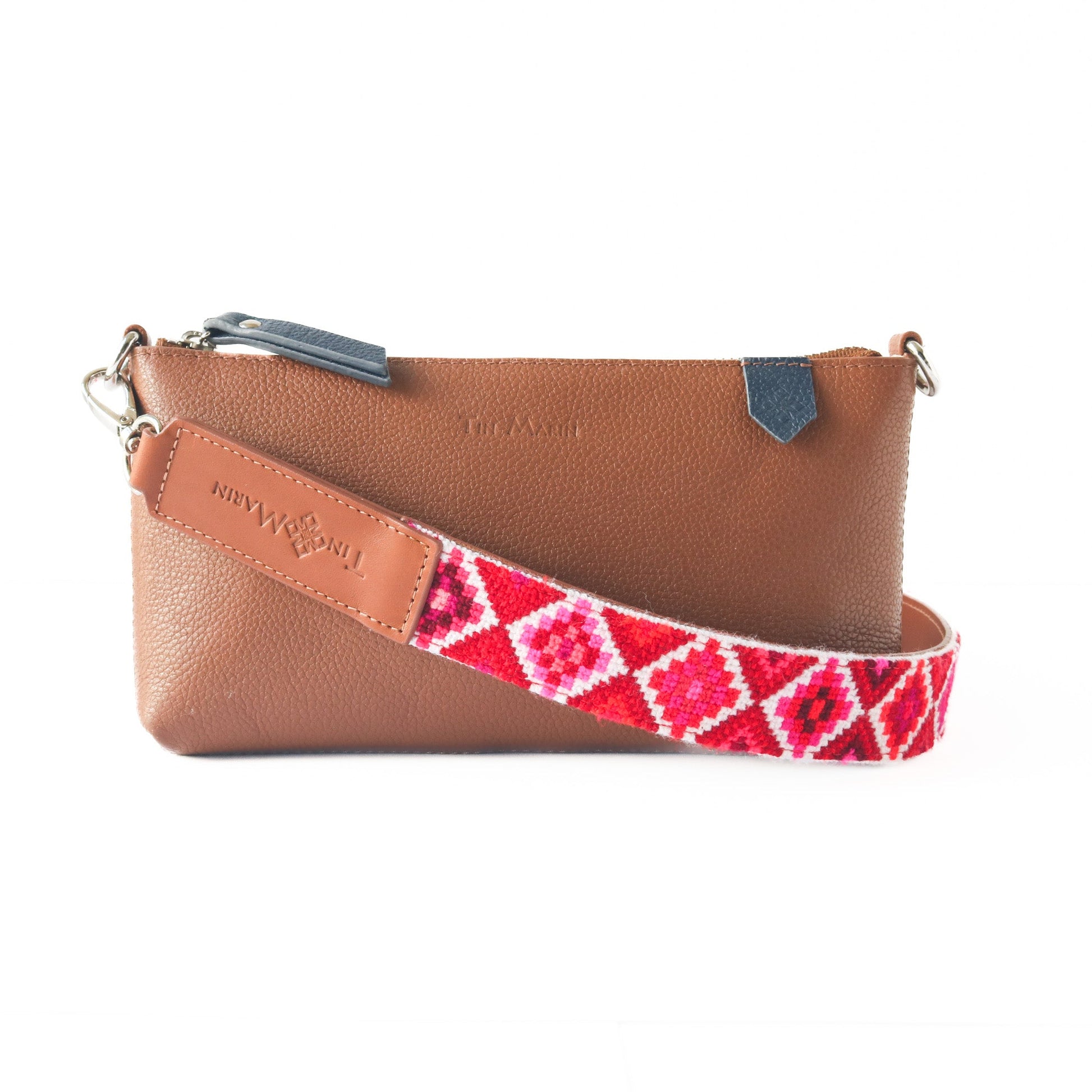 Mai Woven Bag Strap - Poppy with Leather Tin Marin Brand