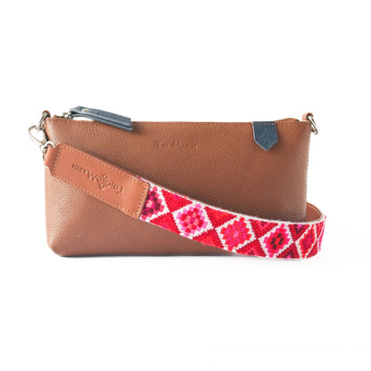 Mai Woven Bag Strap - Poppy with Leather Tin Marin Brand