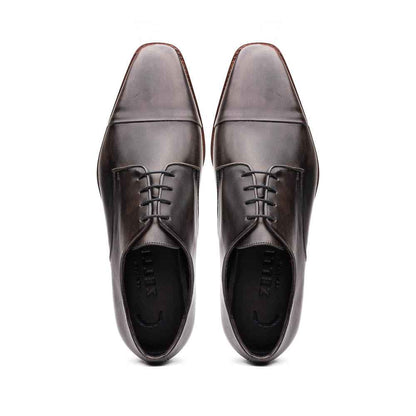 25-550-GRY ENZO Italian Calfskin Cap Toe Burnished Black