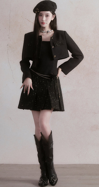 Black Wool Beret with Pin Accessories - Wolvess