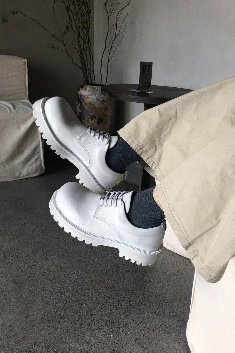 Leather Lug Sole Derby Shoes - Wolvess