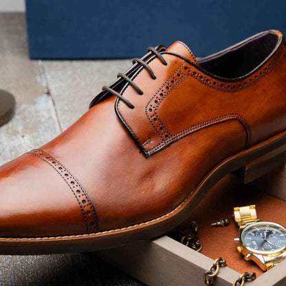 25-548-CGN GIOVANNI Italian Calfskin Lace Up Cognac Zelli Italia