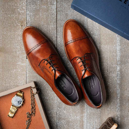 25-548-CGN GIOVANNI Italian Calfskin Lace Up Cognac Zelli Italia