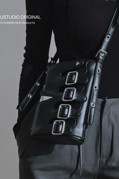 Gothic Multi Buckle Crossbody Bag - Wolvess
