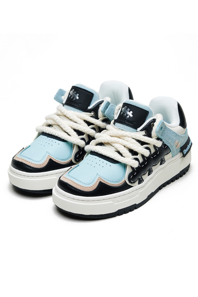 Platform Sneakers Light Blue Black White - Wolvess