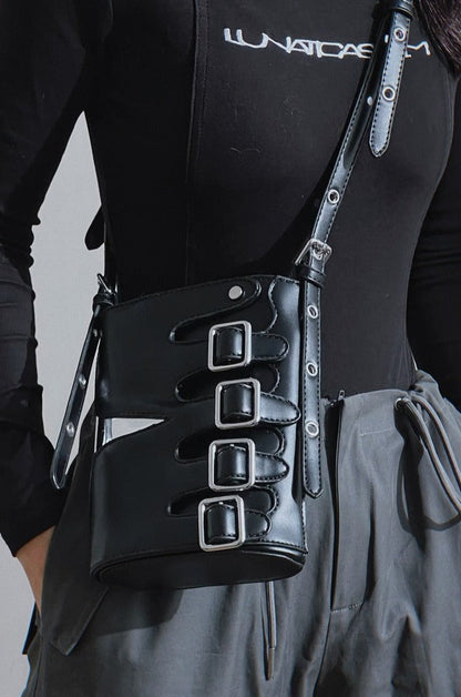 Gothic Multi Buckle Crossbody Bag - Wolvess