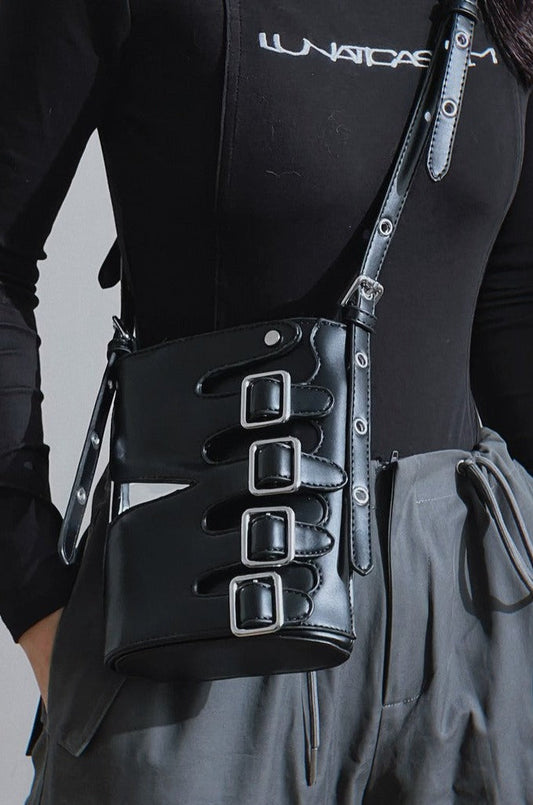 Gothic Multi Buckle Crossbody Bag - Wolvess