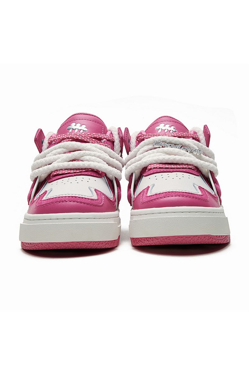Pattern Platform Sneakers Pink White - Wolvess