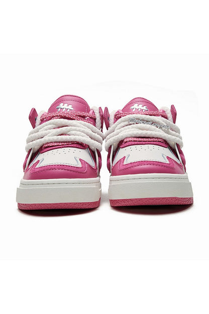 Pattern Platform Sneakers Pink White - Wolvess
