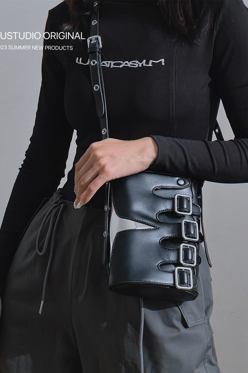 Gothic Multi Buckle Crossbody Bag - Wolvess