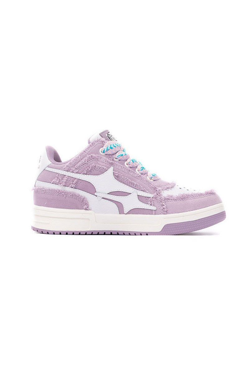Fuzzy Low-Top Sneakers Lavender White - Wolvess