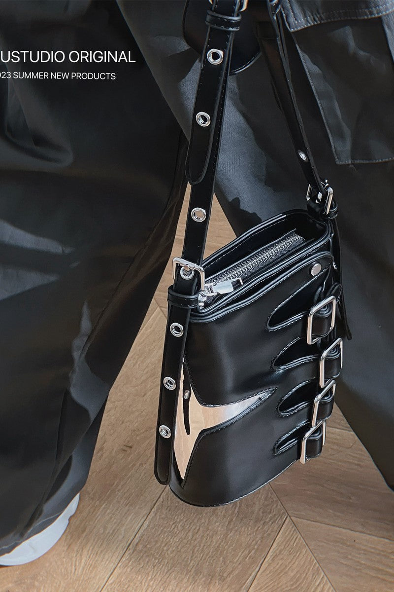 Gothic Multi Buckle Crossbody Bag - Wolvess