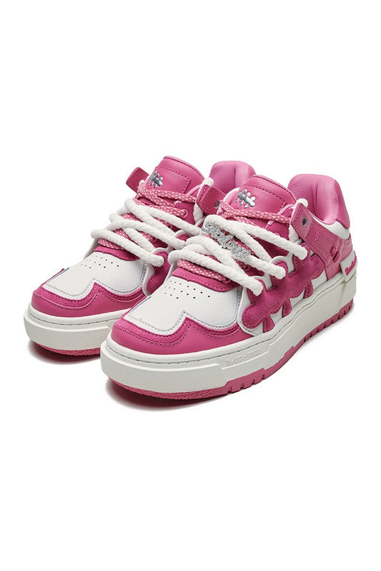 Pattern Platform Sneakers Pink White - Wolvess