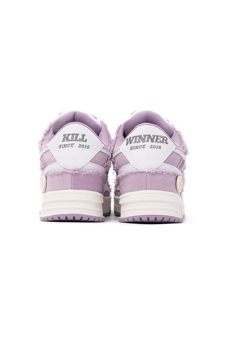 Fuzzy Low-Top Sneakers Lavender White - Wolvess