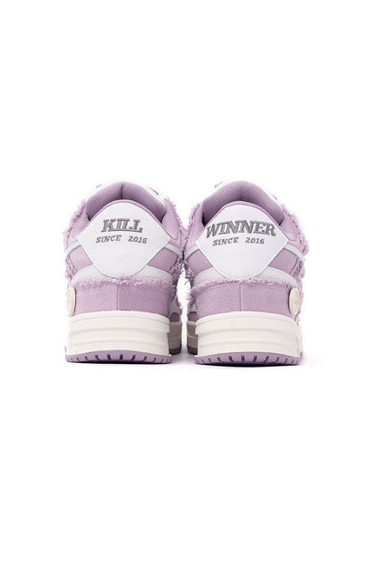 Fuzzy Low-Top Sneakers Lavender White - Wolvess