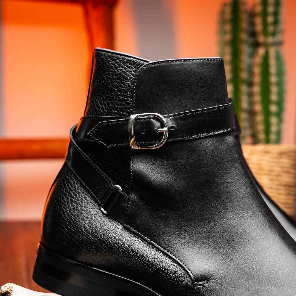 45-600-BLK Jodphur Italian Calfskin Boot, Black Zelli Italia
