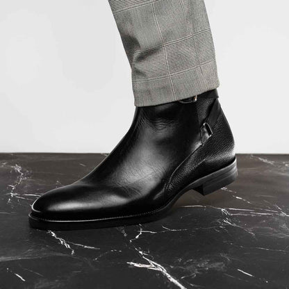 45-600-BLK Jodphur Italian Calfskin Boot, Black Zelli Italia