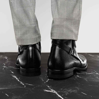 45-600-BLK Jodphur Italian Calfskin Boot, Black Zelli Italia