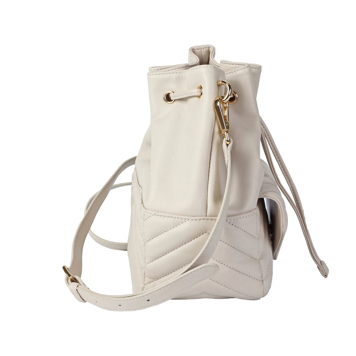 Soft Lambskin Bucket Bag – Striped Embroidery Design MiamiLeathers.com