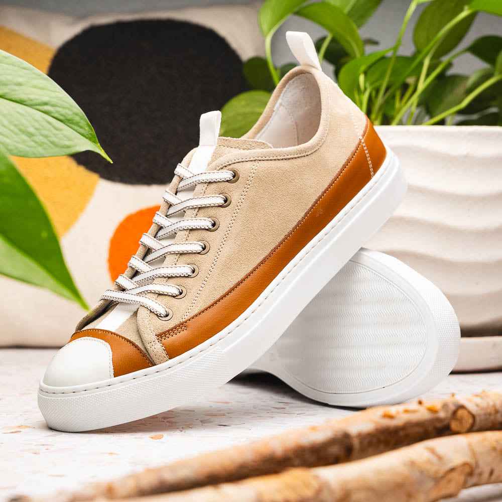 65-360-TPE LANDO Sueded Calfskin Sneaker Taupe
