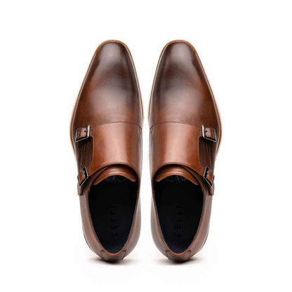 55-103-BRN LEGERRA Hand Burnished Italian Calfskin Monkstrap, Brown