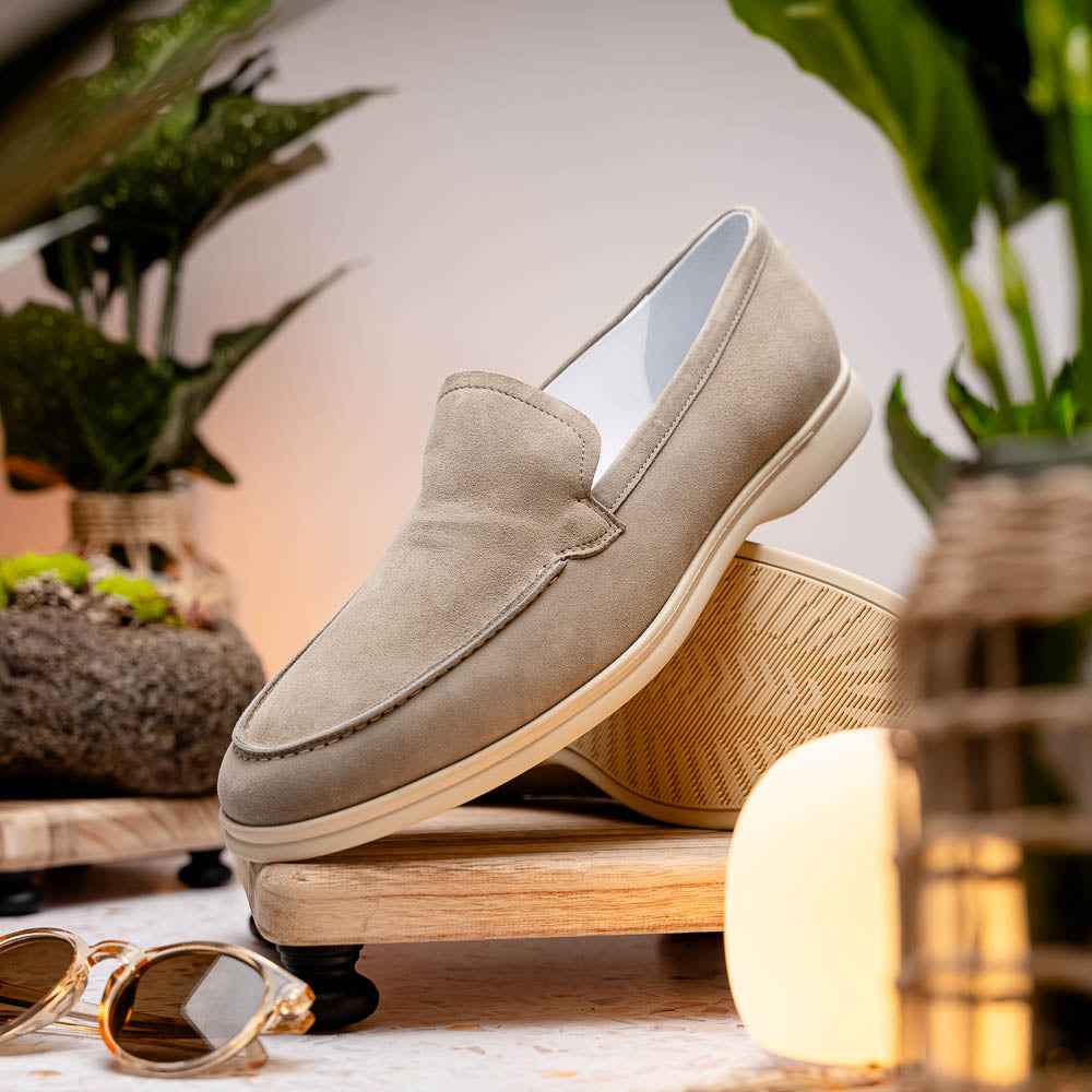 16-621-BON LIVORNO Sueded Italian Goatskin Loafer Bone Zelli Italia