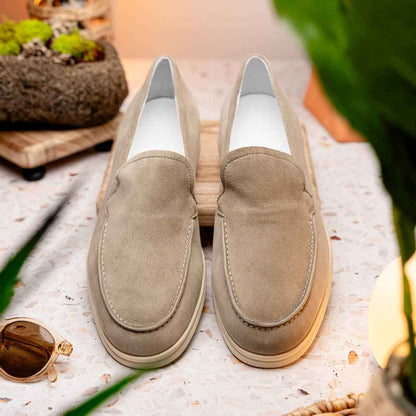 16-621-BON LIVORNO Sueded Italian Goatskin Loafer Bone Zelli Italia