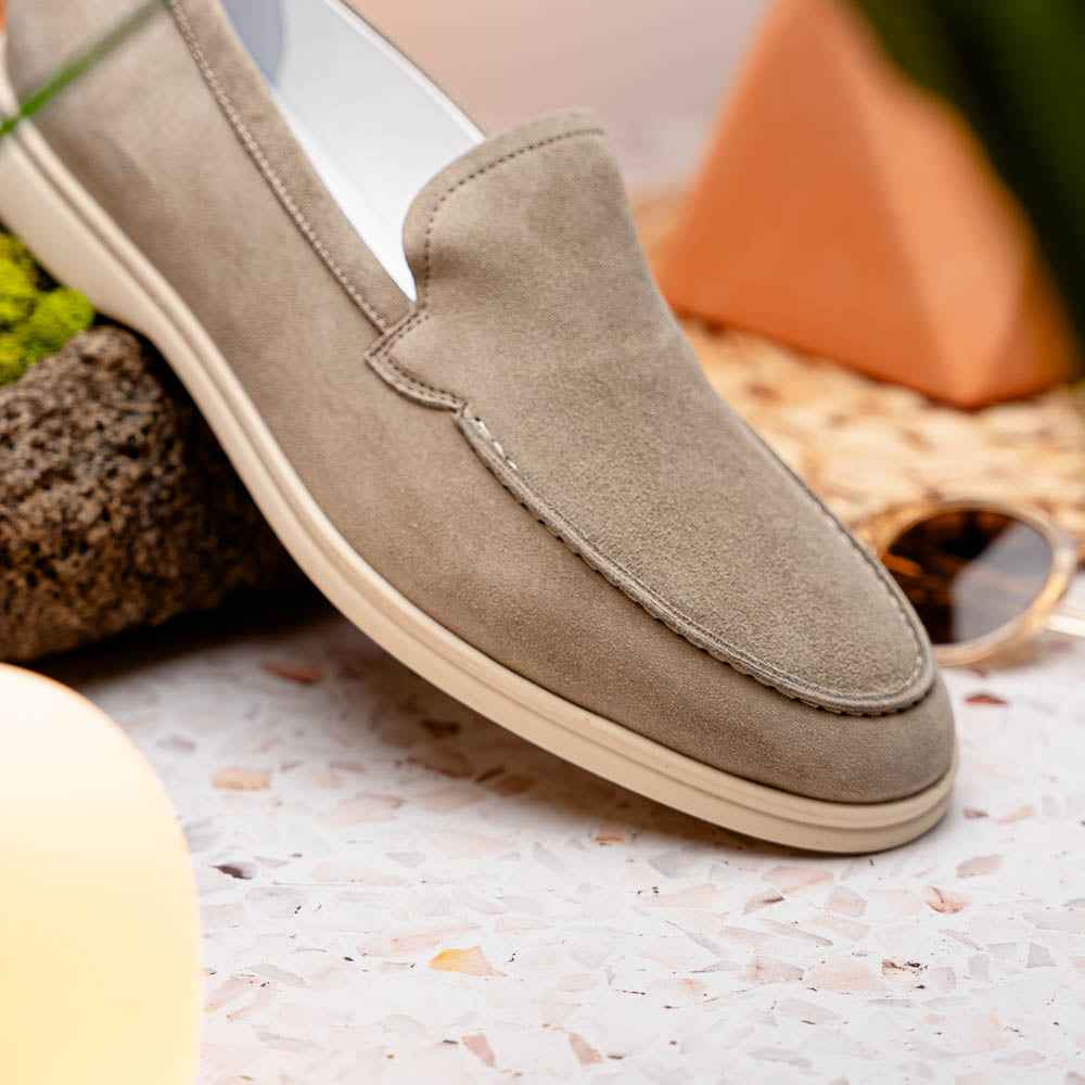 16-621-BON LIVORNO Sueded Italian Goatskin Loafer Bone Zelli Italia