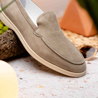 16-621-BON LIVORNO Sueded Italian Goatskin Loafer Bone Zelli Italia