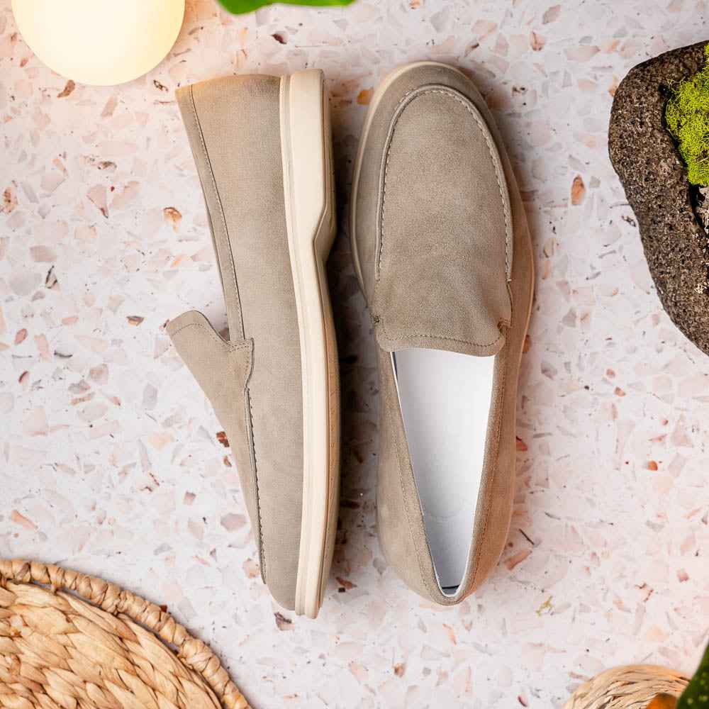 16-621-BON LIVORNO Sueded Italian Goatskin Loafer Bone Zelli Italia