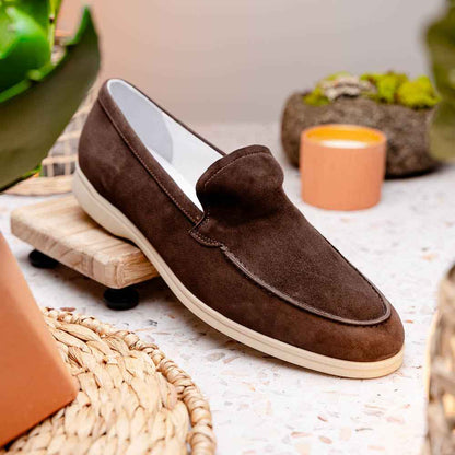 16-621-MOC LIVORNO Sueded Italian Goatskin Loafer Mocha Zelli Italia