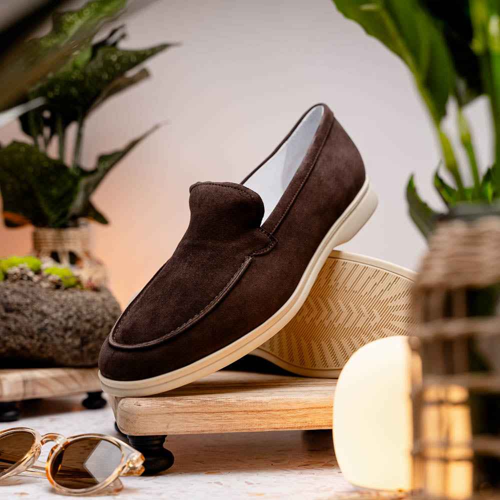 16-621-MOC LIVORNO Sueded Italian Goatskin Loafer Mocha Zelli Italia