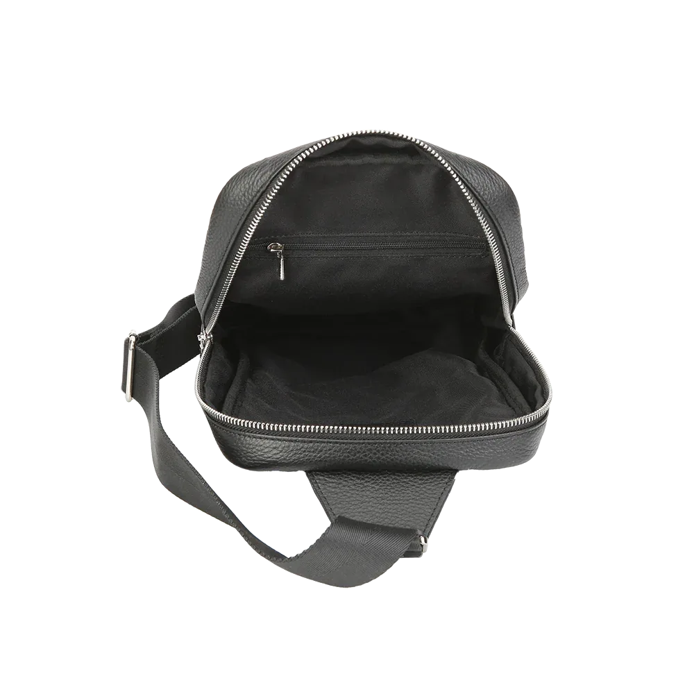 Black Pebbled Full-Grain Leather Sling Bag for Men – Crossbody Travel & Everyday Carry MiamiLeathers.com