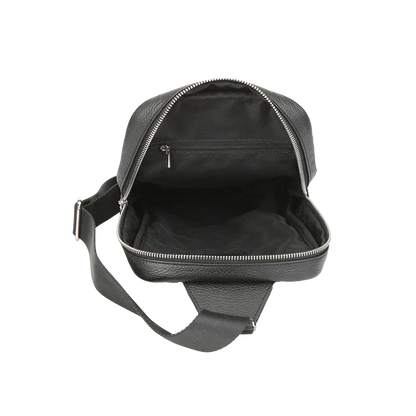Black Pebbled Full-Grain Leather Sling Bag for Men – Crossbody Travel & Everyday Carry MiamiLeathers.com
