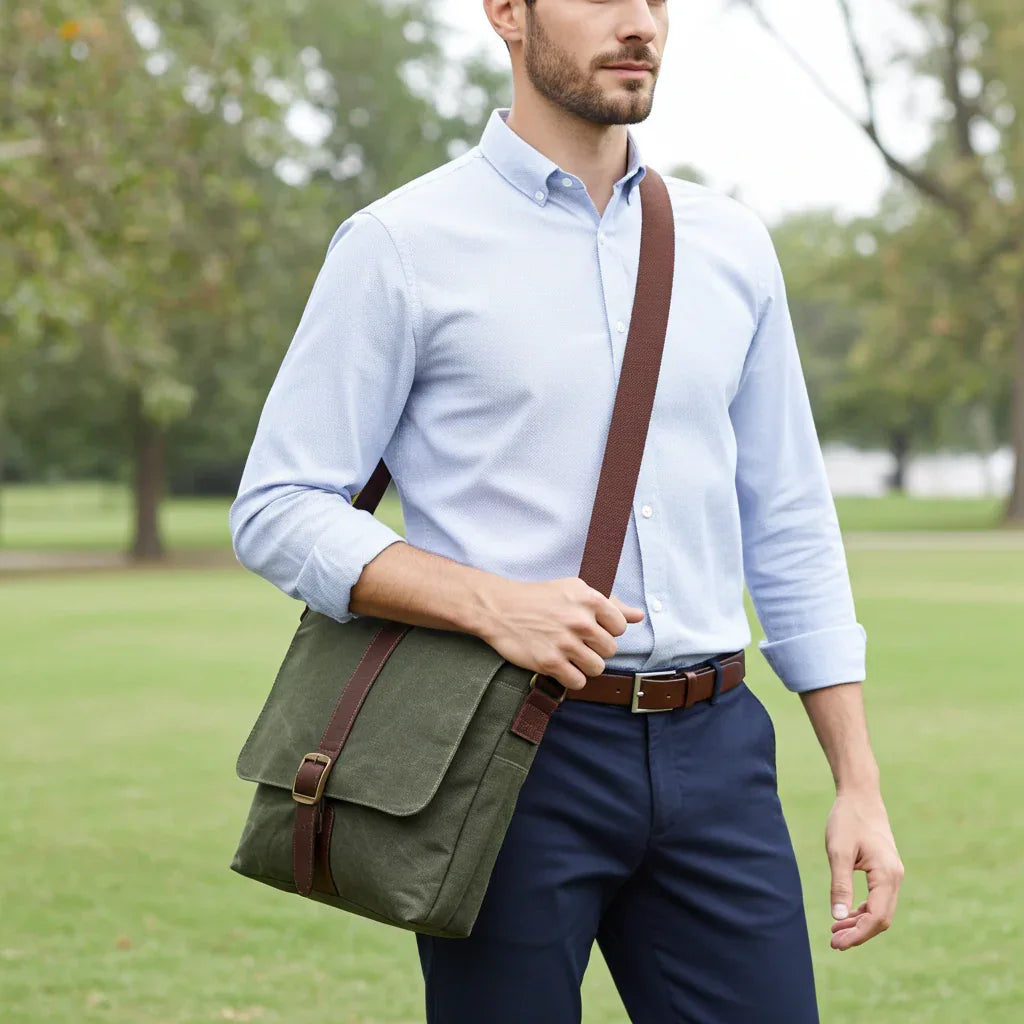 Messenger Bags, Maxwell Leather/Waxed Canvas Messenger Bags MiamiLeathers.com