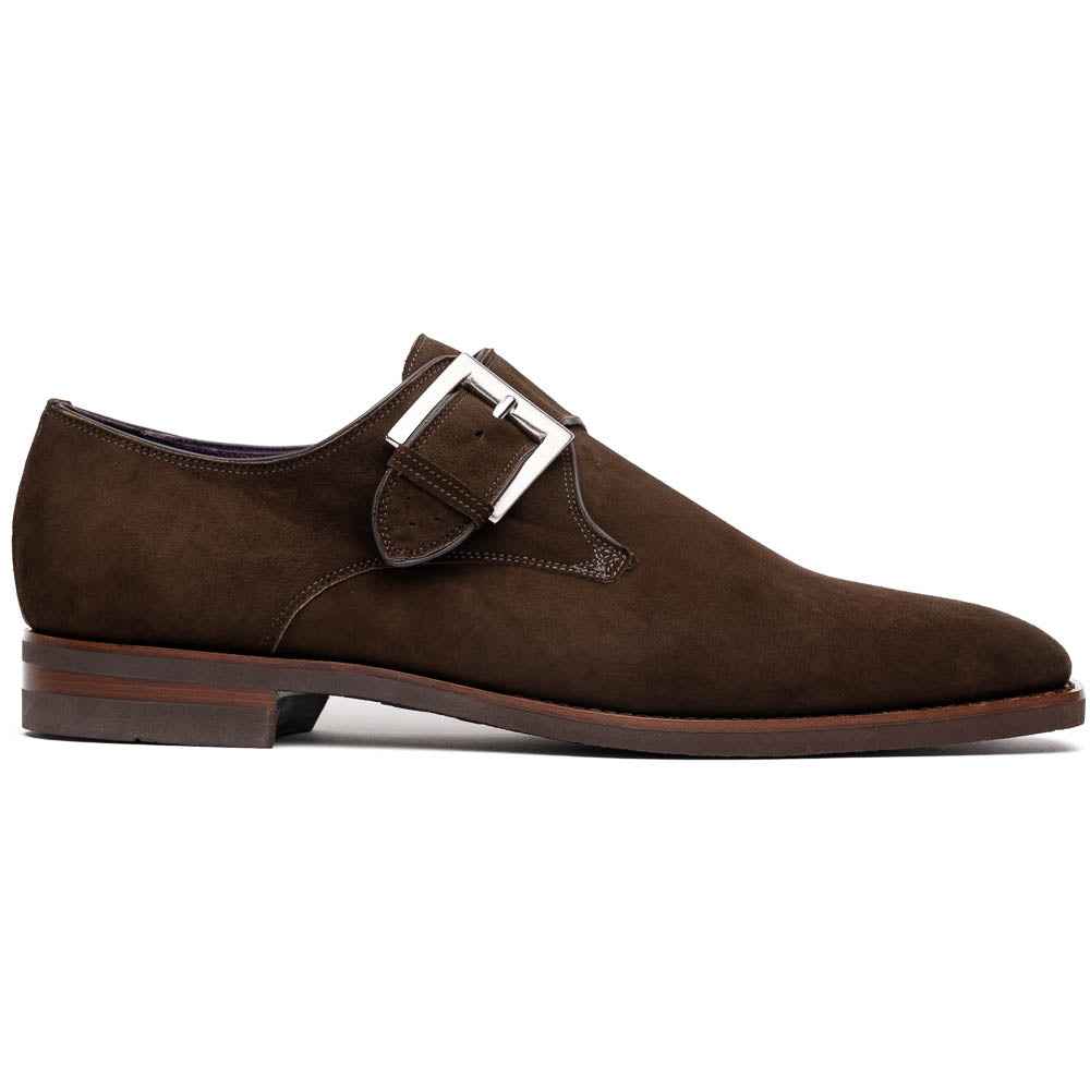 56-110-DBR Hebilla Monk Strap Italian Suede Calfskin Dark Brown Zelli Italia