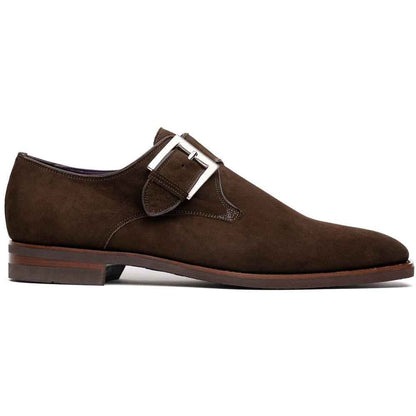 56-110-DBR Hebilla Monk Strap Italian Suede Calfskin Dark Brown Zelli Italia