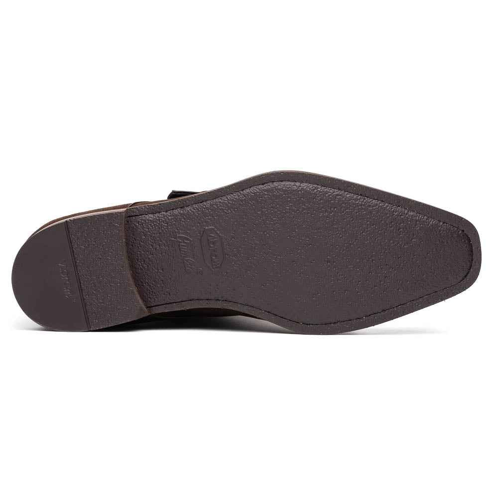 56-110-DBR Hebilla Monk Strap Italian Suede Calfskin Dark Brown Zelli Italia