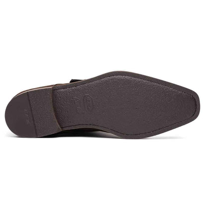 56-110-DBR Hebilla Monk Strap Italian Suede Calfskin Dark Brown Zelli Italia
