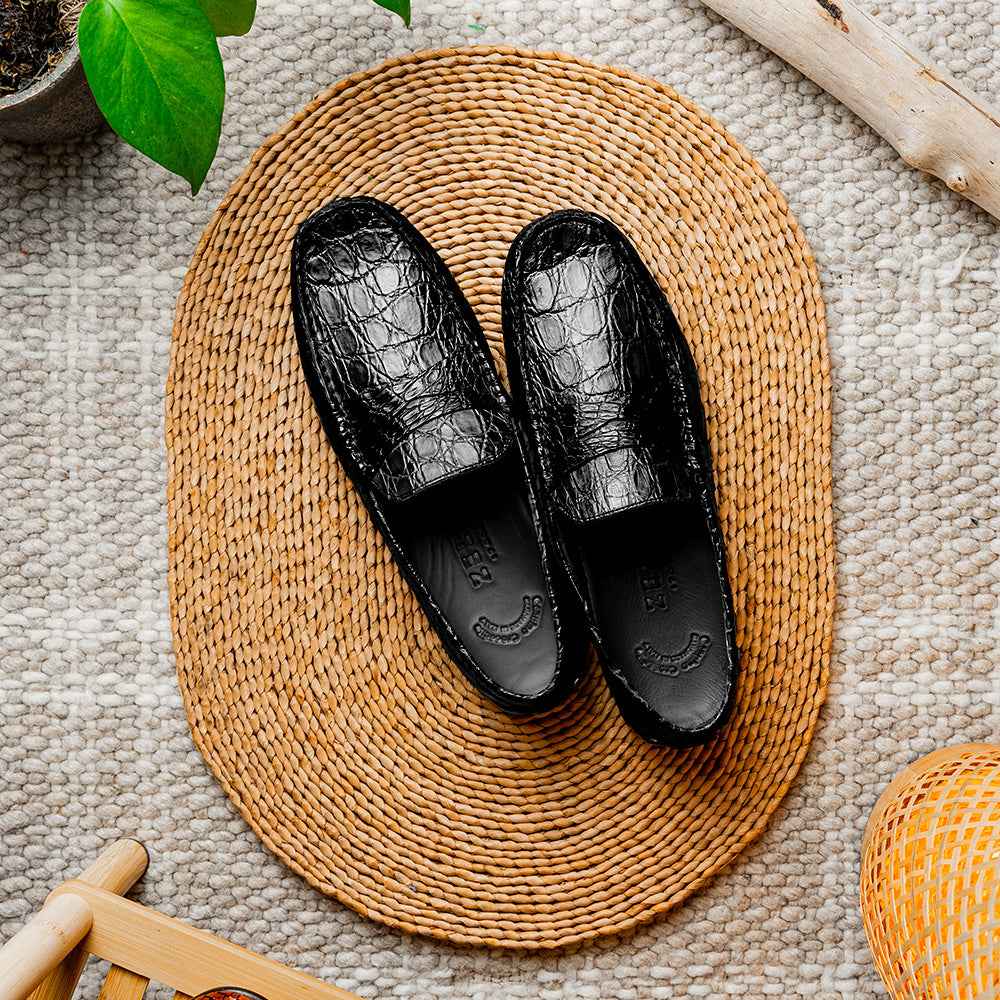 31-103-BKM MONZA Crocodile Driver, Black