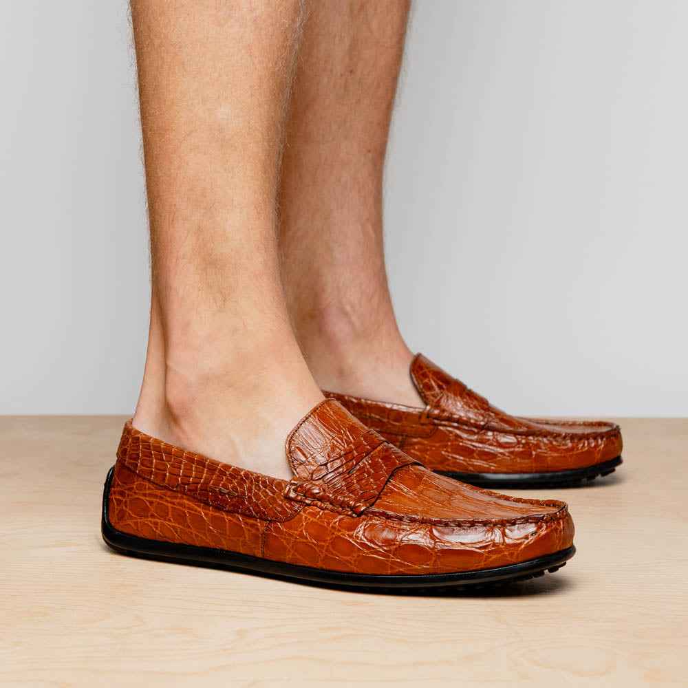 31-103-CGM MONZA Crocodile Driver, Cognac Zelli Italia