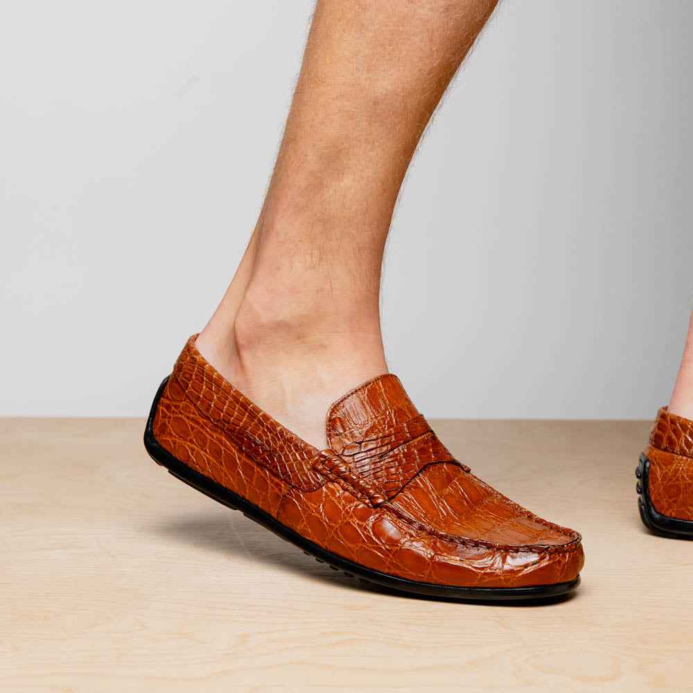 31-103-CGM MONZA Crocodile Driver, Cognac Zelli Italia