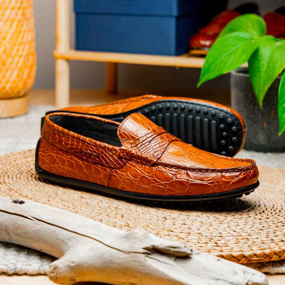 31-103-CGM MONZA Crocodile Driver, Cognac Zelli Italia