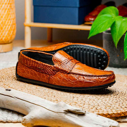 31-103-CGM MONZA Crocodile Driver, Cognac Zelli Italia