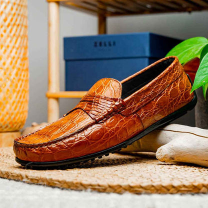 31-103-CGM MONZA Crocodile Driver, Cognac Zelli Italia