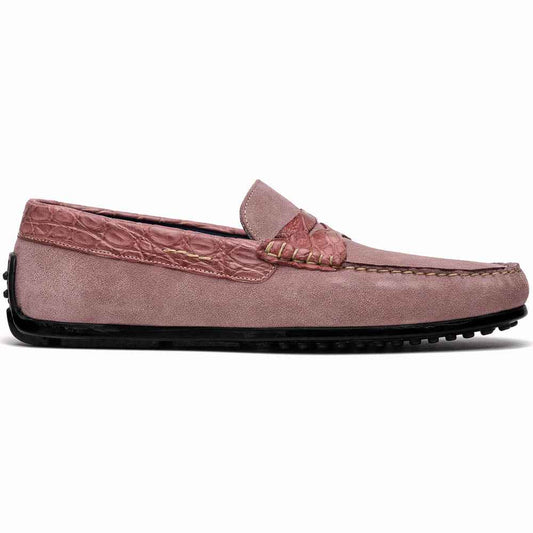 31-160-CDY MONZA Sueded Calfskin with Crocodile Driver Candy Zelli Italia